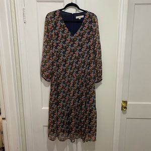 LOFT floral midi dress
